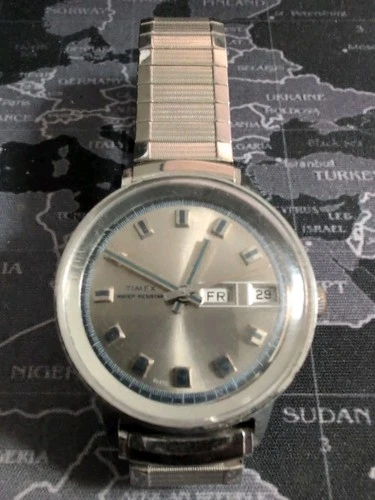 Vintage 1970s TIMEX Marlin Day Date Men Watch FOR REPAIR #JWL