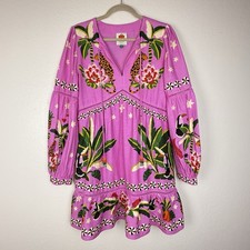 Farm Rio Leopard Forest Mini Dress Pink Size S EUC Anthroplogie