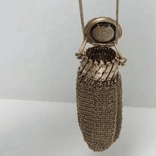 Vintage 1920s Metal Mesh Coin Purse Twist Top Art Deco Silver Tone