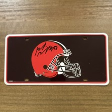 Cleveland Browns Autographed Gary Barnidge Helmet Collectible License Plate. 