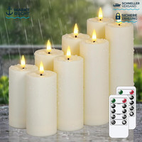 LED Kerzen Flammenlos Wasserdicht 5,5-17,5Cm Mit Fernbedienung Timer 8Er Set