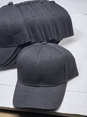 Durable black baseball cap. Has 80% acrylic and 20% wool blend. Made in...