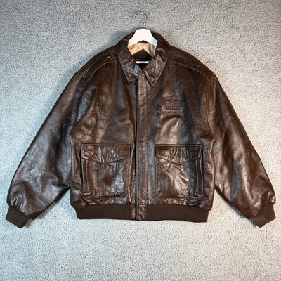 Vintage Port Authority Top Gun Type A-2 Flyers Leather Jacket Men's XL Brown