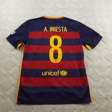 Barcelona 2015/2016 Home Football Shirt Nike Soccer Jersey Size L # 8 Iniesta