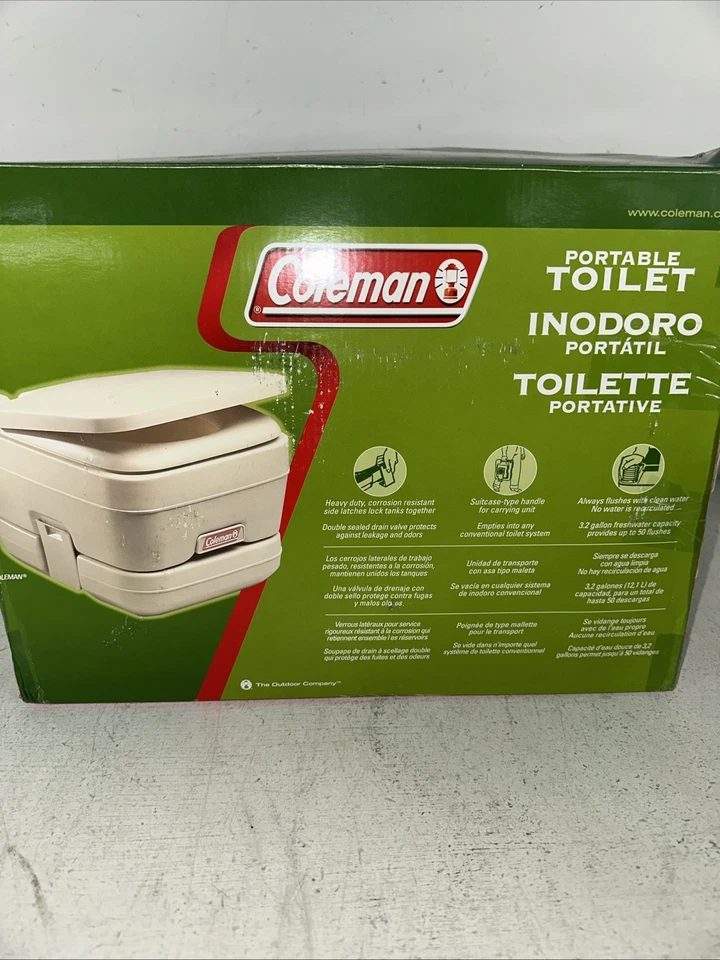 Inodoro empotrado portátil Coleman de 3,2 galones equipo de camping 827-802T Foto 3 de 4