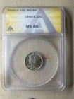 1940 S ANACS MS66 Mercury Dime 10c US Mint Silver Coin 1940-S MS-66