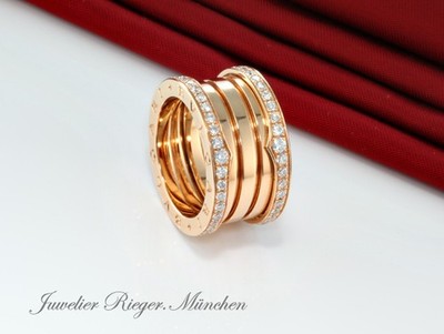 Bvlgari Ring B-Zero 1 4-Band Rosegold 750 Diamanten 1,24 ct. Gr 53 Gold Bulgari