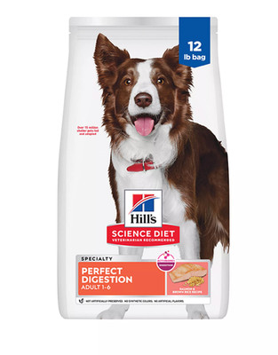 Hills Science Diet Adult Dry Dog Food Perfect Digestion Salmon Rice 12 lb Bag
