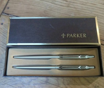 Vtg Parker Jotter Pen & Pencil Set Stainless Steel Arrow EUC Custom Euclid 