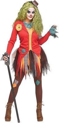Rowdy Clown Womens Costume Halloween Circus Freakshow Size s/m Joker 