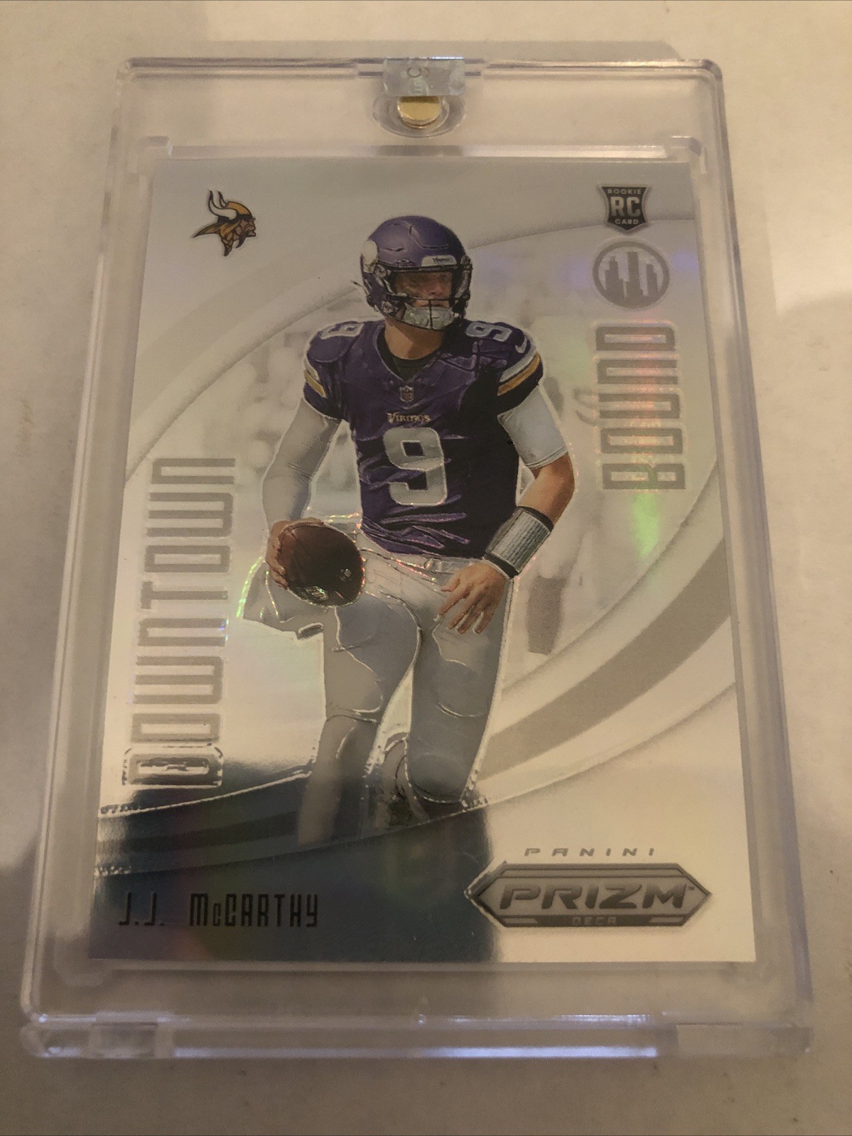 J.J. McCarthy Rookie Silver Prizm 2024 Panini Prizm Deca Football Downtown Bound