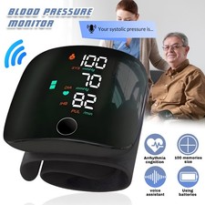 LED Wrist Blood Pressure Monitor Rechargeable Broadcast Heart Rate Monitor Black