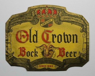 1940's IRTP beer label Centlivre OLD CROWN BOCK BEER Fort Wayne IN