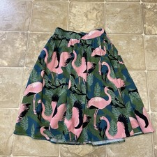 Voodoo Vixen | Vintage Inspired | Wearable Art Pink Flamingo Skirt - Size 2 - XS