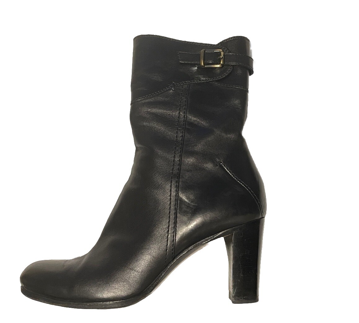 Costume National designer rare ankle boots Black Leather round toe 38.5 US 8 image 4