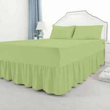 Valance Sheet Cotton blend Double King Box Frill Fitted Bed Skirt Green Orange