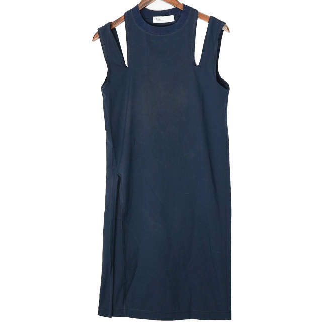 TOGA 20SS Cold Shoulder Jersey Top Open Shoulder One Piece 38 Navy 