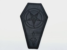 BAPHOMET SIGIL COFFIN EMBROIDERED Black And Black BACK PATCH