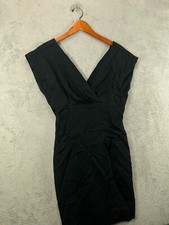 Vintage PASTILLE Womens 100% Wool Black Dress Size 8 Black Mini Dress V Neck