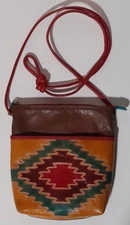 Genuine Leather ILI New York Purse Should Bag Aztec Design