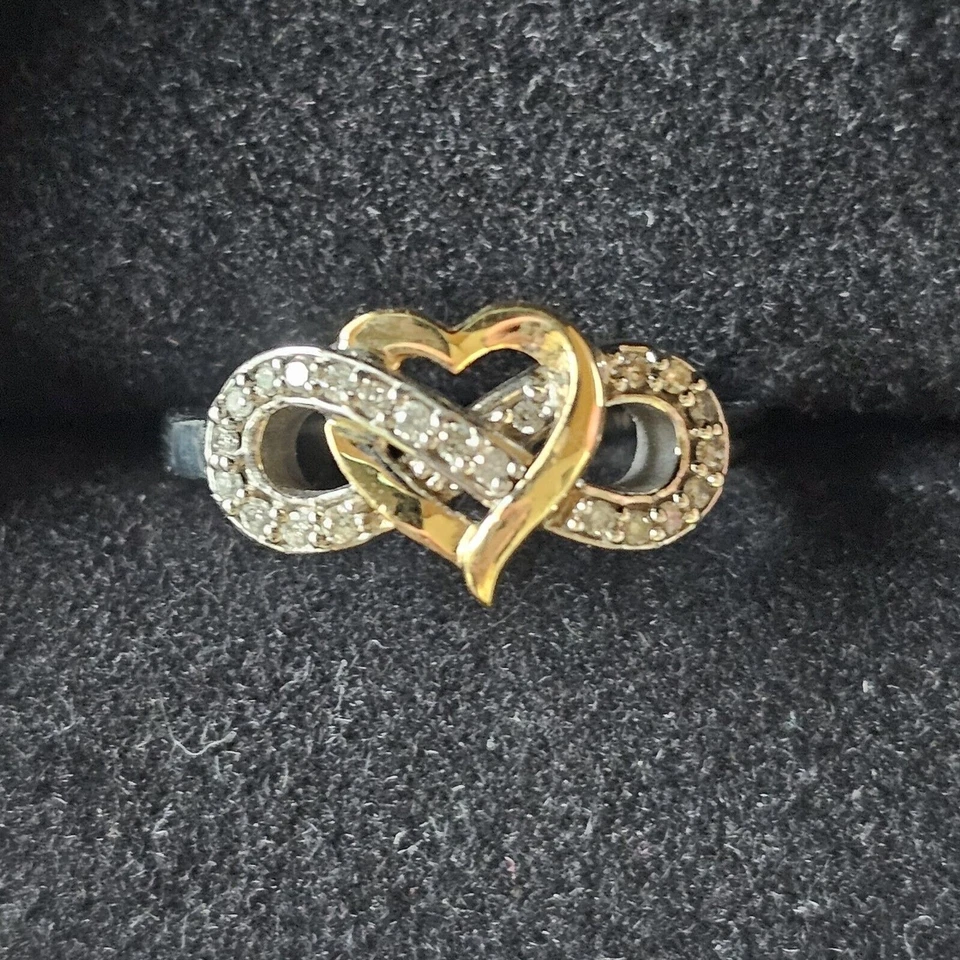 Kay Jewelers Diamond Ring Heart Infinity 1/6 ctw 10k Two-Tone Gold Sz 7 Promise  - Image 2 of 4