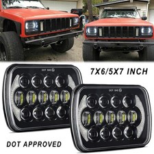 For Jeep Cherokee XJ 7x6'' 5x7'' LED Headlights Hi/Lo Beam DRL Headlamp - 2PCS