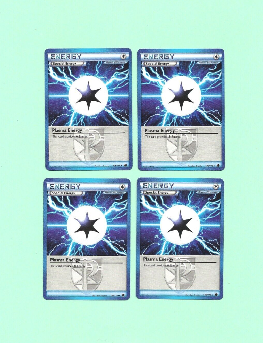 4x PLASMA ENERGY 106/116- PLASMA FREEZE Pokemon-SPECIAL ENERGY- PLAYSET-NM/M