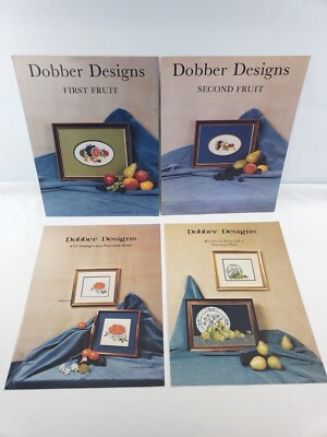 VIN.Lot of 4 Dobber Designs Cross Stitch Patterns 1st & 2nd  Fruit Oranges Pears