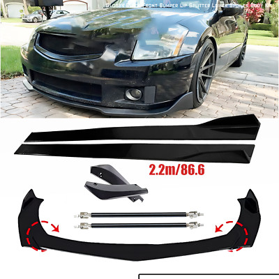 Front Bumper Lip Spoiler Splitter Glossy Black For Nissan GTR Maxima Side Skirt