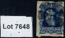 Lot 7648 - Brazil 1878 Emperor Pedro - 50r Blue Roulette Used No 6