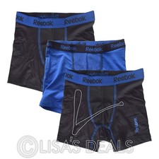 New Boy's Reebok 3 Pack Performance Boxer Briefs Black Blue Red Green S M