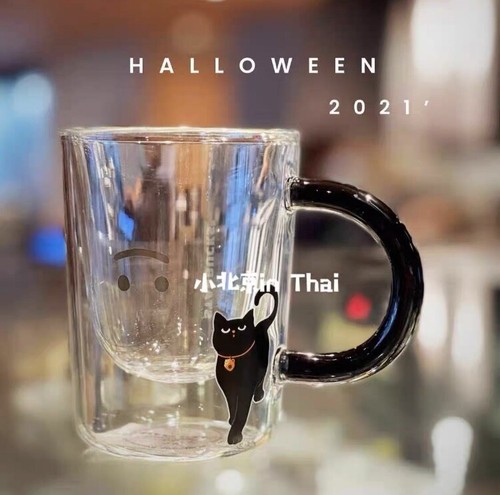 Starbucks Cup Halloween Cute Black Cat Smiling Face Glass Cups Coffee Mugs Gifts - Picture 6 of 6