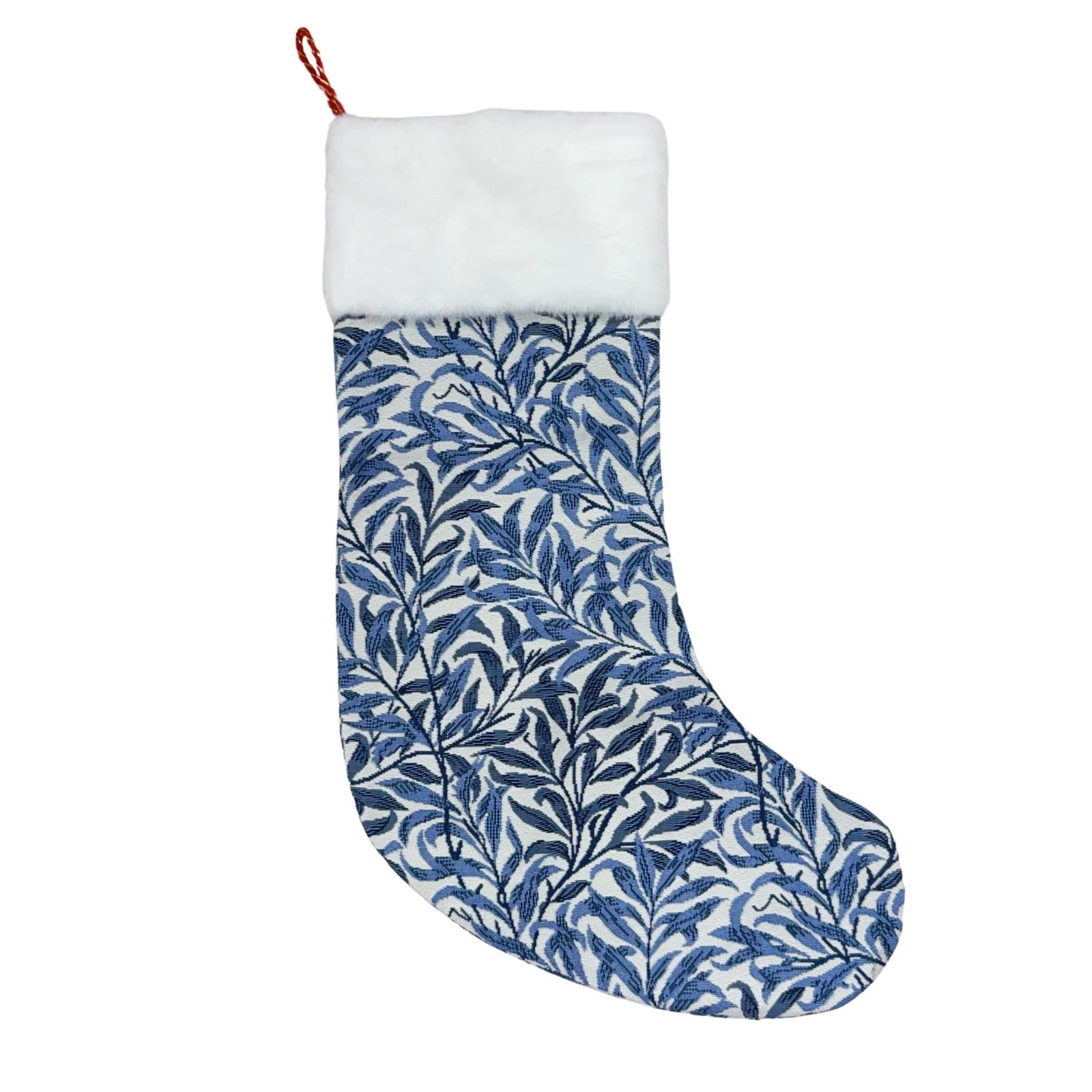 Christmas Stocking Hanging Signare Willow Bough Blue Flower Pattern Vintage