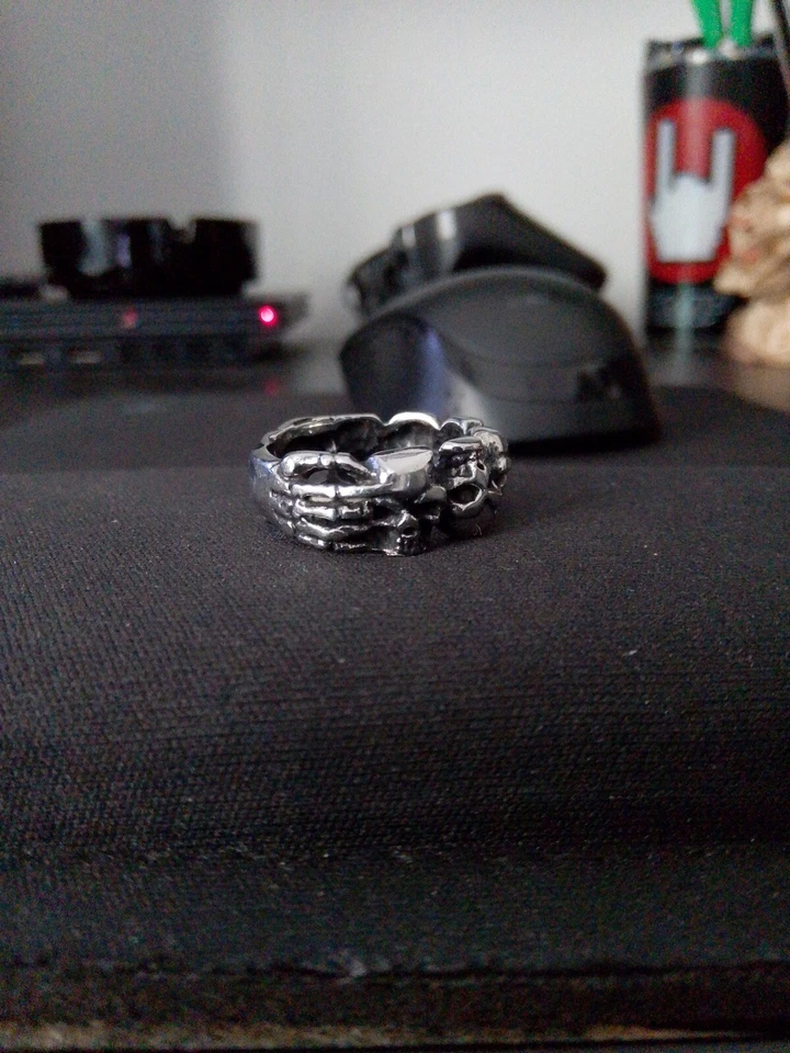 Anello Teschio Uomo Anello Biker Rocker Acciaio Inox  - Immagine 3 di 4