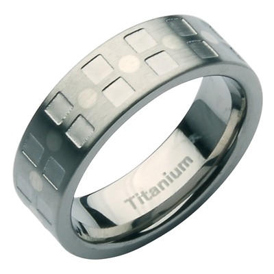 Titan Ring Design Gemustert Ehering 7 mm 