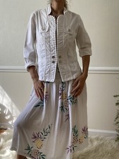 Women blazer white scalloped neck S cotton beautiful lady look