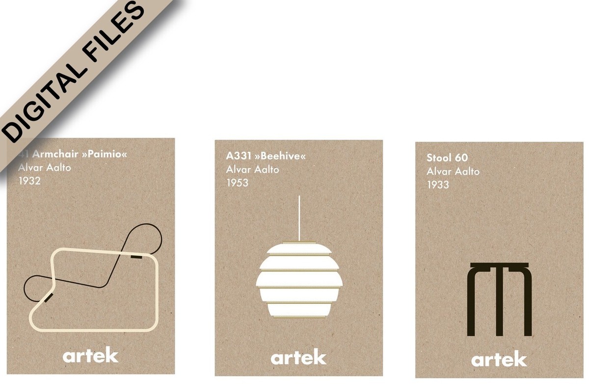 アルテックアアルトポスター 照明artekフィンランド語使用額装付き Artek ポスター 50×70 cm アルテック ポスター 北欧 アイコンポスター