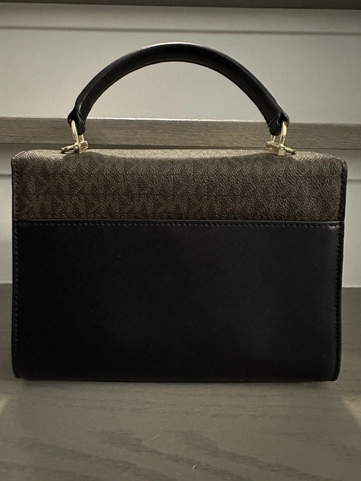 Michael Kors Sloan Black/Brown leather and logo Satchel Purse - Image 2 of 4