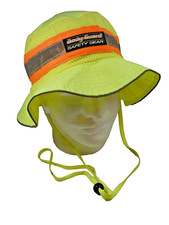 BODY GUARD Safety Gear Hi Vis Boonie Hat Unisex Chin Strap Reflective Vent L/XL
