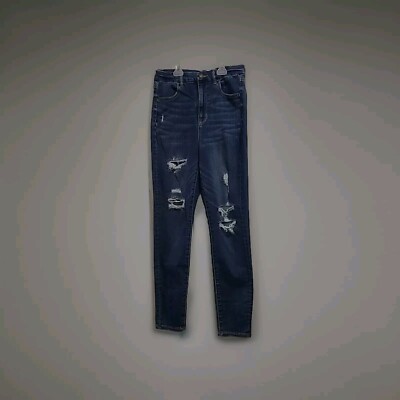 American Eagle Jeans Womens 8 Curvy Hi Rise Jegging Distressed Blue Denim