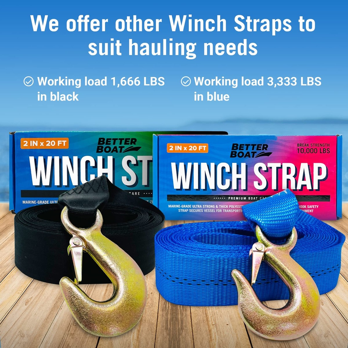 In Stock]Boat Trailer Winch Strap Replacement with Hook for Boat