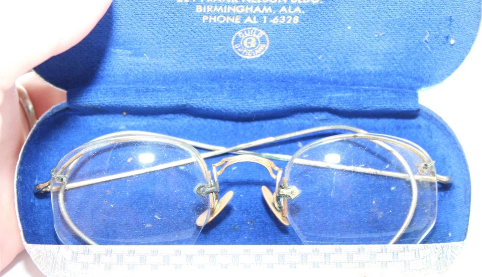 De colección Años 50 AO Borde de Alambre Gafas Ópticas Americanas Chapadas en Oro Ganchos para Orejas Foto 4 de 4