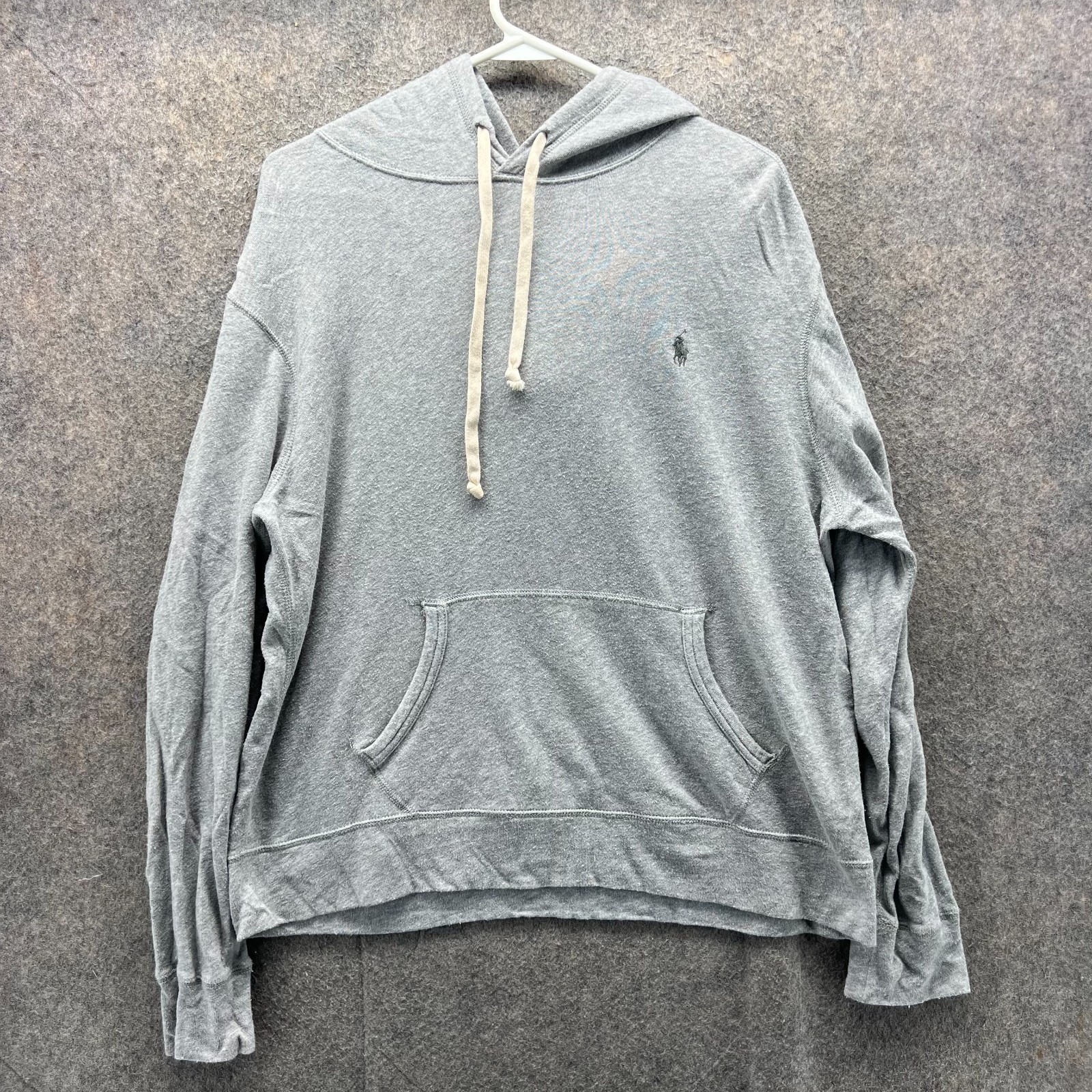 Polo Ralph Lauren felpa con cappuccio uomo grigio medio pullover pile pony felpa giacca