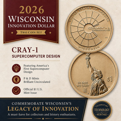 [Lot of 2] 2026 P D Wisconsin Cray-1 Innovation Dollar - BU Uncirculated
