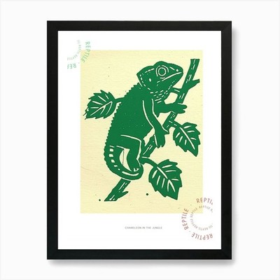 Chameleon In The Jungle Bold 1 Post Framed Wall Art Poster Canvas Print Picture