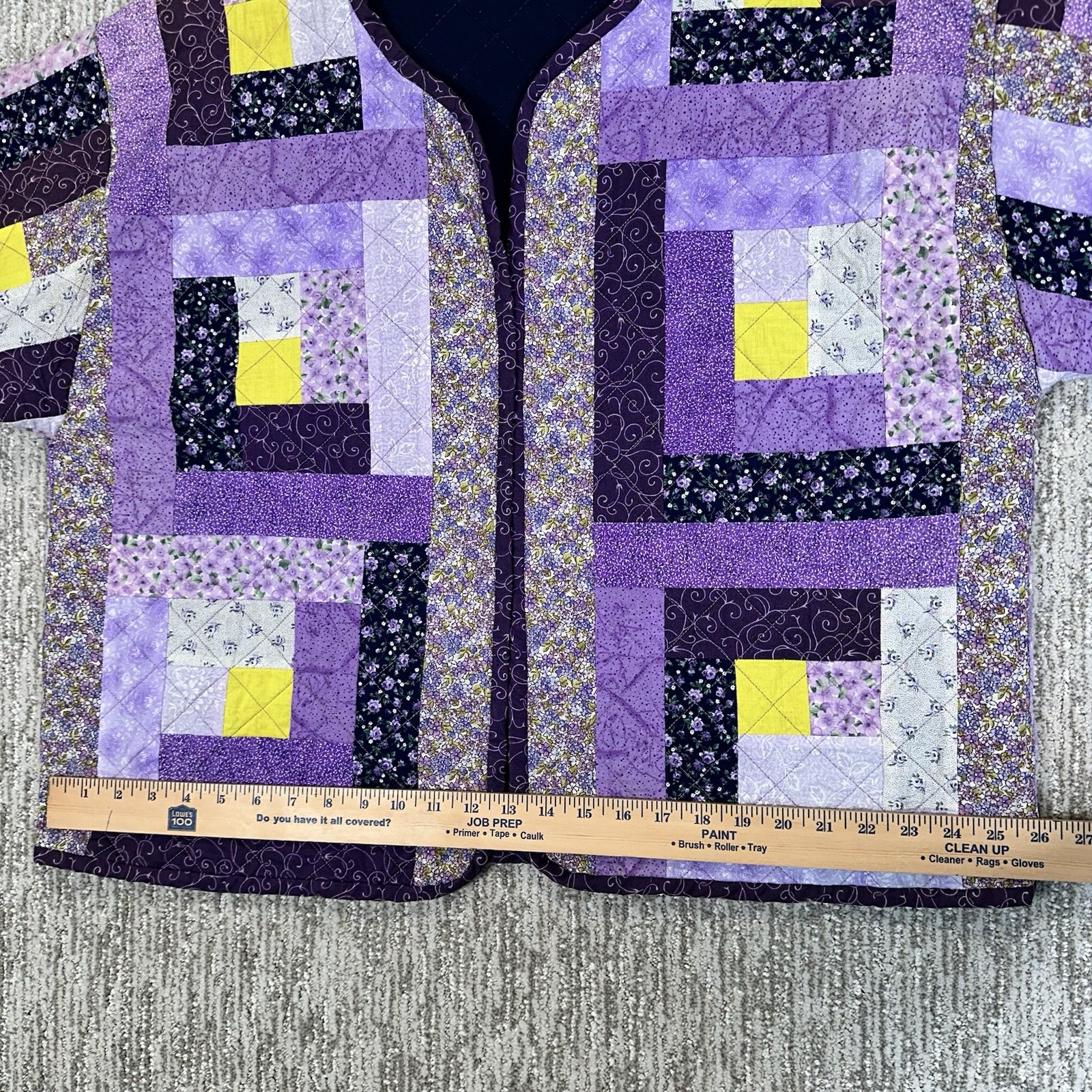 Multicolor Quilted Patchwork Boxy Open Front Card… - image 5