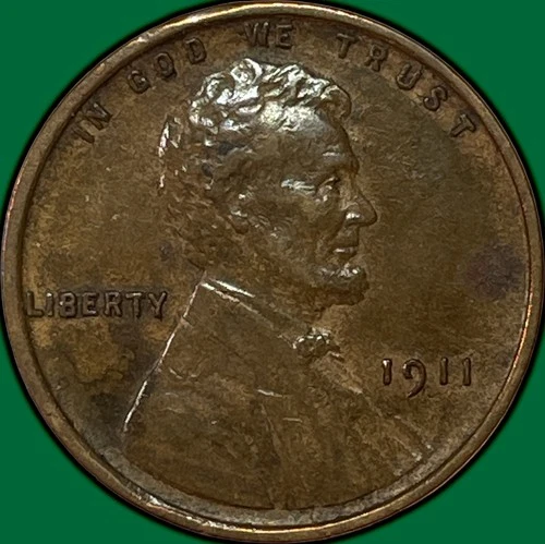 1911 Lincoln Wheat Cent Almost Uncirculated AU Coin, Rim Nick #36941