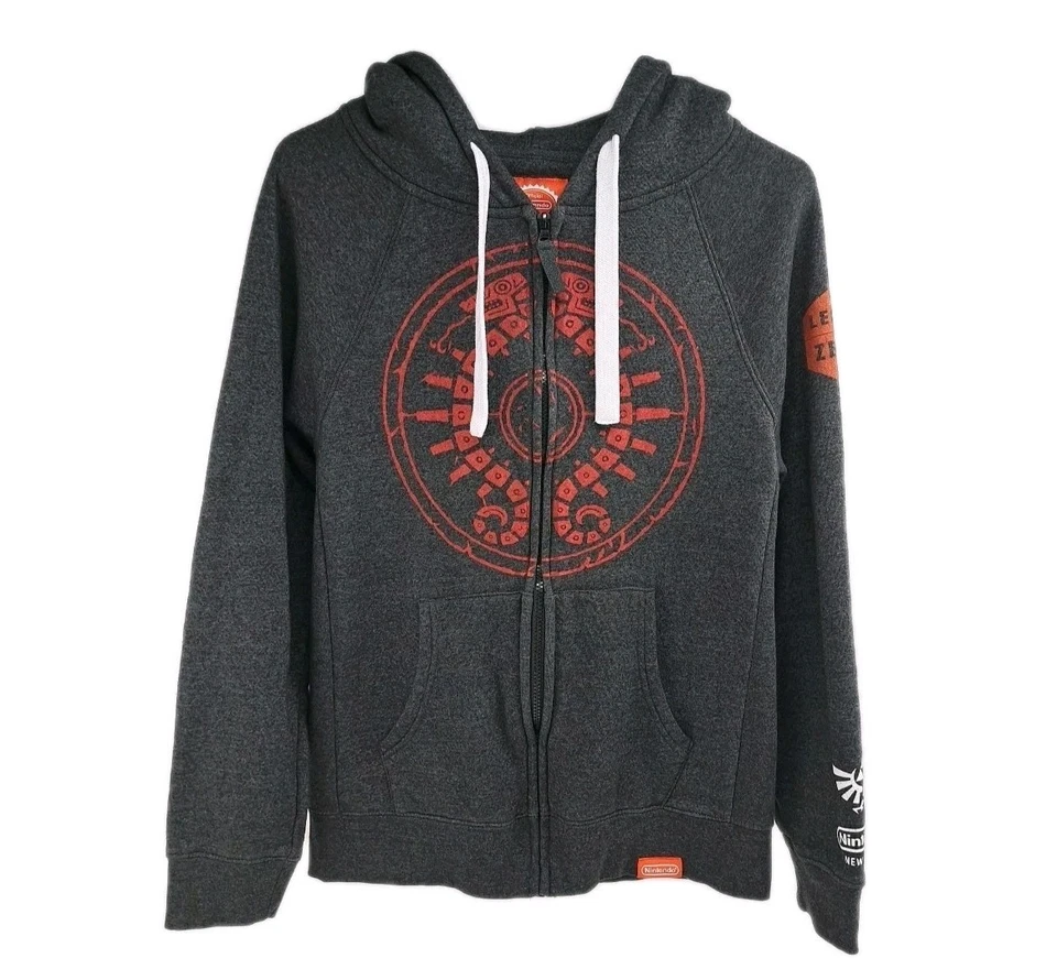 Nintendo The Legend of Zelda Sudadera con Capucha Cremallera Gris Oscuro Sheikah Símbolo Hylian Crest Foto 2 de 4