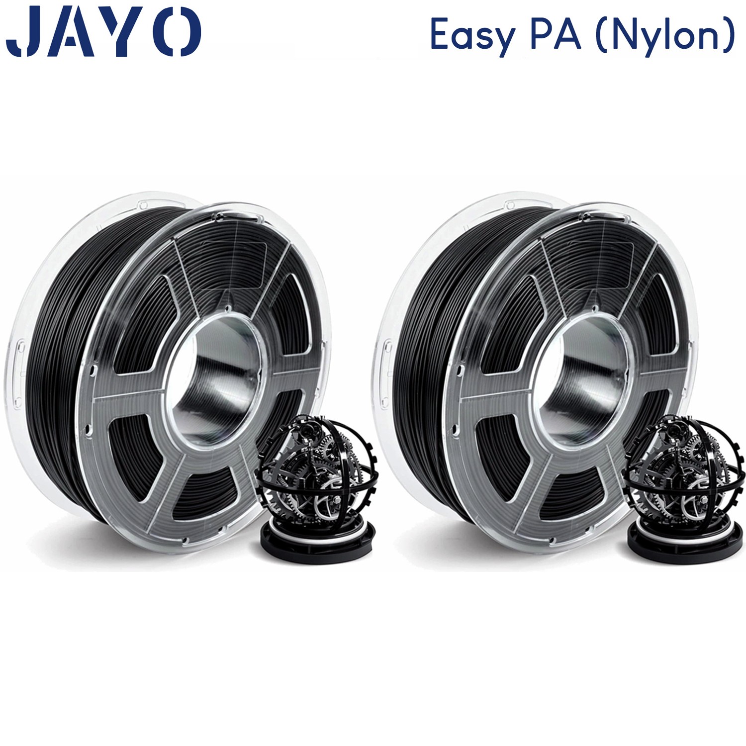 JAYO 2*1KG Schwarz Easy PA Nylon 6+66 Filament 1,75mm Verzugfrei Stark Langlebi
