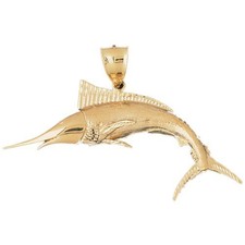 Marlin Sailfish Charm Pendant 14k Gold (13.2 Grams)